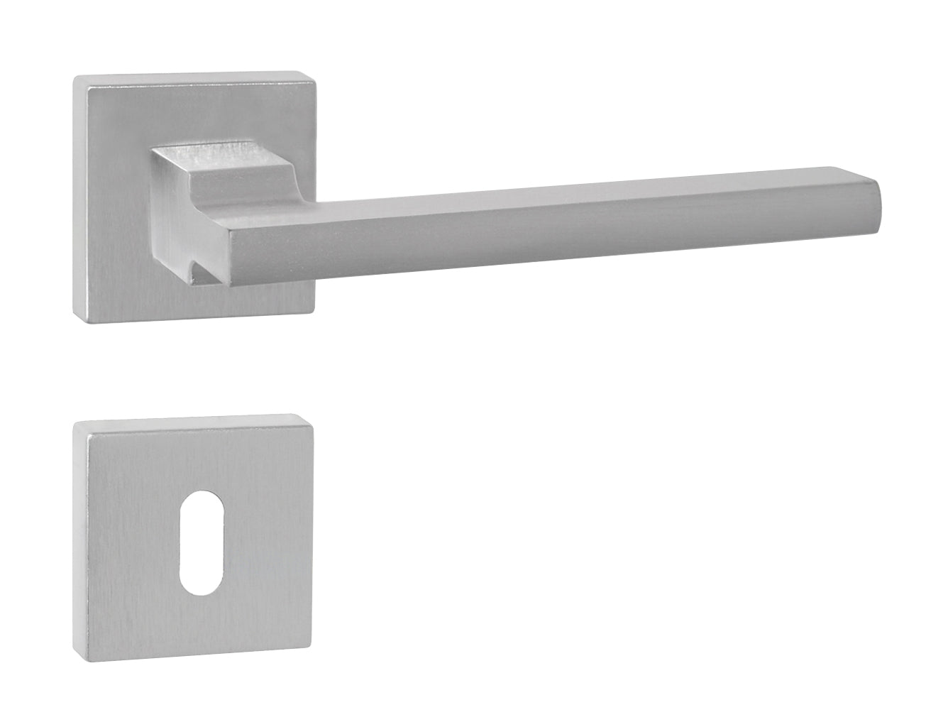 Maniglia Innova con rosetta e bocchetta quadre 45x45 mm cromato satinato