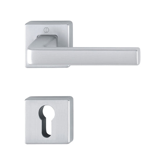 Maniglia Hoppe Dublin con rosetta e bocchetta quadre foro cilindro 44 mm