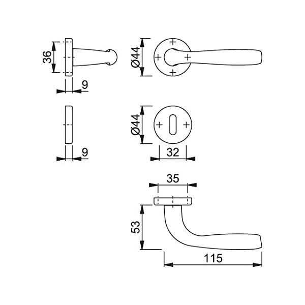 Maniglia per porte interne Hoppe Maribor tonde diametro 44 mm