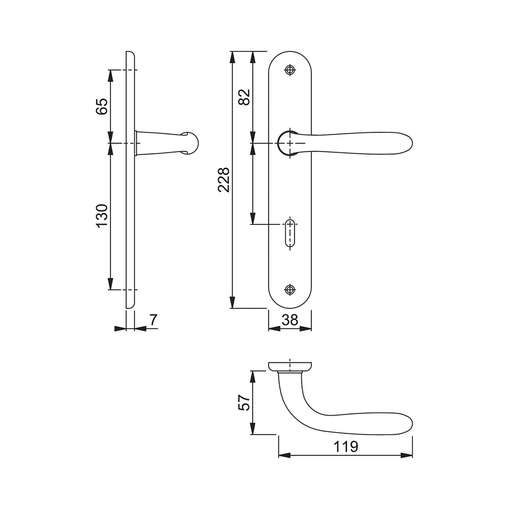 Maniglia Hoppe Santiago placca 90 mm per porte da interni