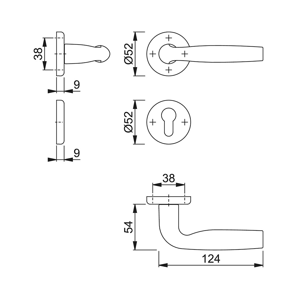Maniglia Hoppe Milos tonda foro cilindro d. 52 mm per porte da interni