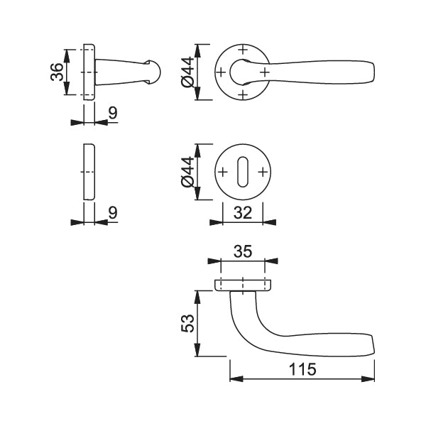 Maniglia per porte interne Hoppe Maribor tonde diametro 44 mm
