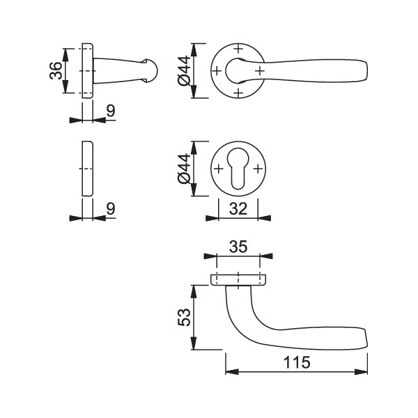Maniglia per porte interne Hoppe Maribor tonde diametro 44 mm