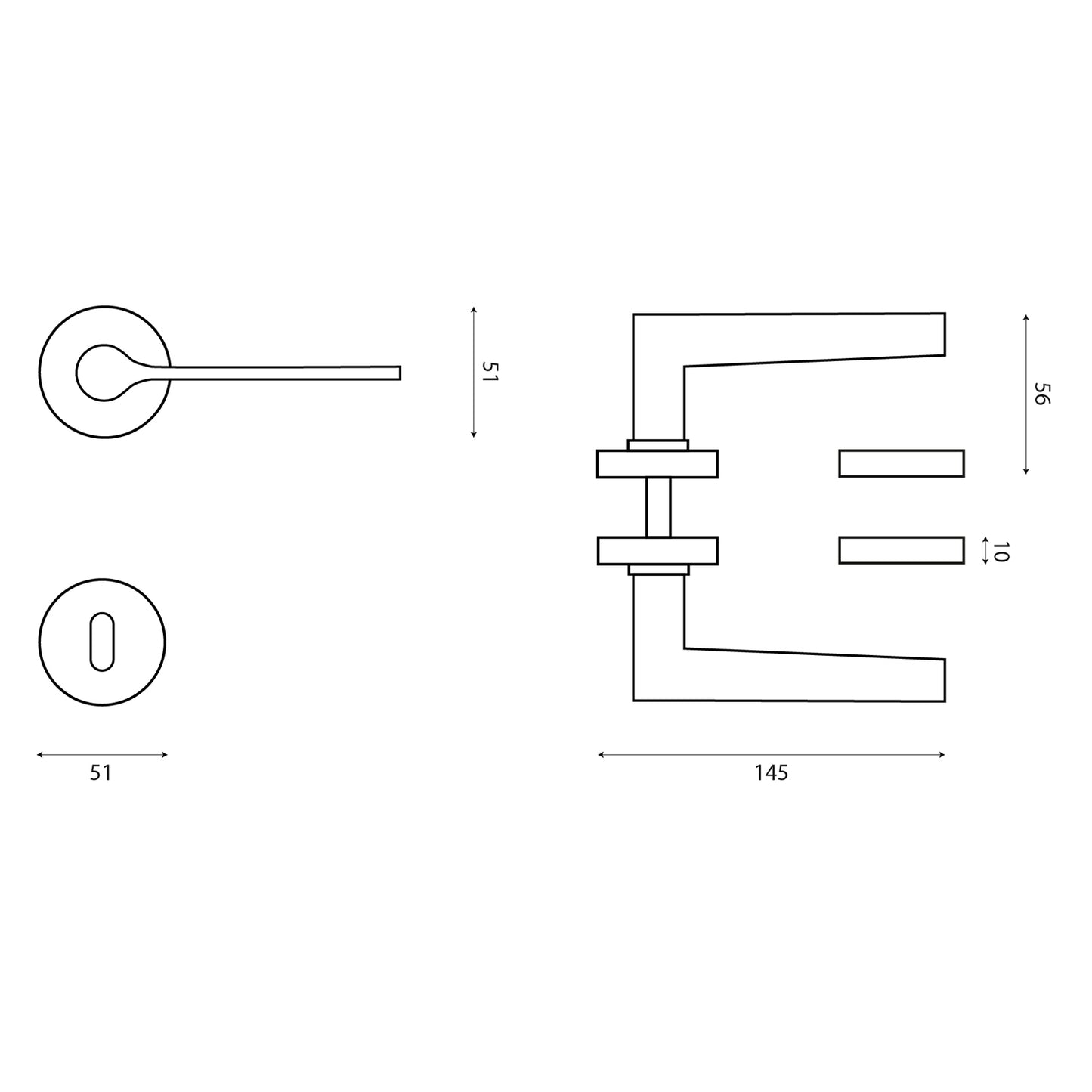 Maniglia porta Olivari Lama L rosetta tonda d. 51 mm cromo opaco