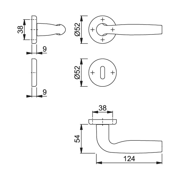 Maniglia per porte interne Hoppe Milos tonda diametro 52 mm