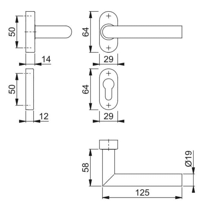 Maniglia porte interne Hoppe Utrecht con rosetta ovale 29x64 mm acciaio inox satinato