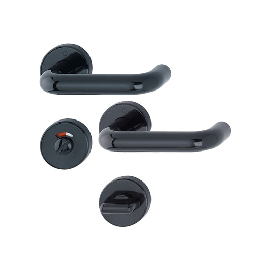Maniglia porte interne Hoppe Baden con rosetta tonda 52 mm con nottolino nero intenso