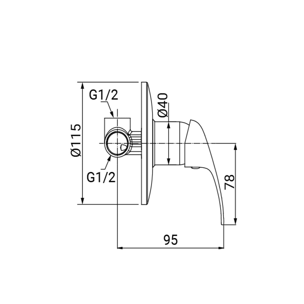 Miscelatore ad incasso per doccia d. 35 mm cromato serie Time