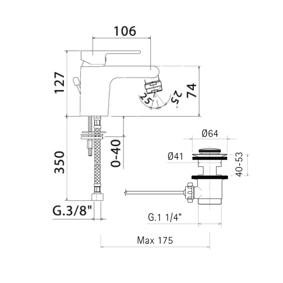 Miscelatore bidet serie Logos d. 35 mm cromo