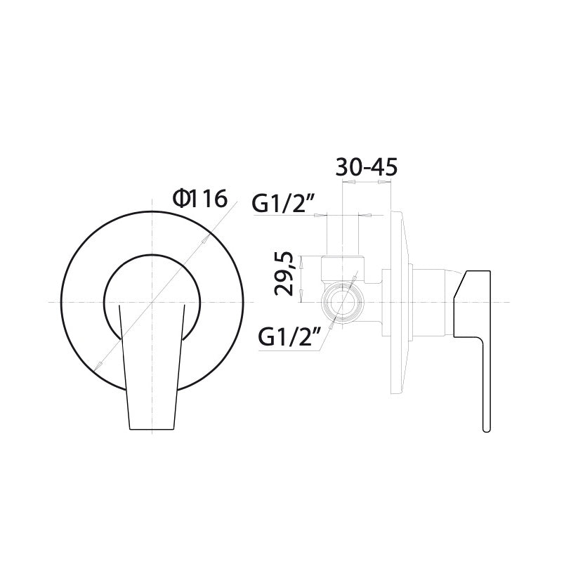 Miscelatore doccia serie Logos a incasso d. 35 mm cromo