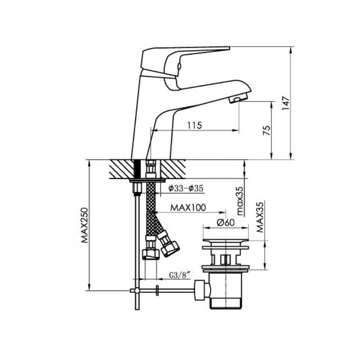 Miscelatore lavabo Go Plast Sette con piletta