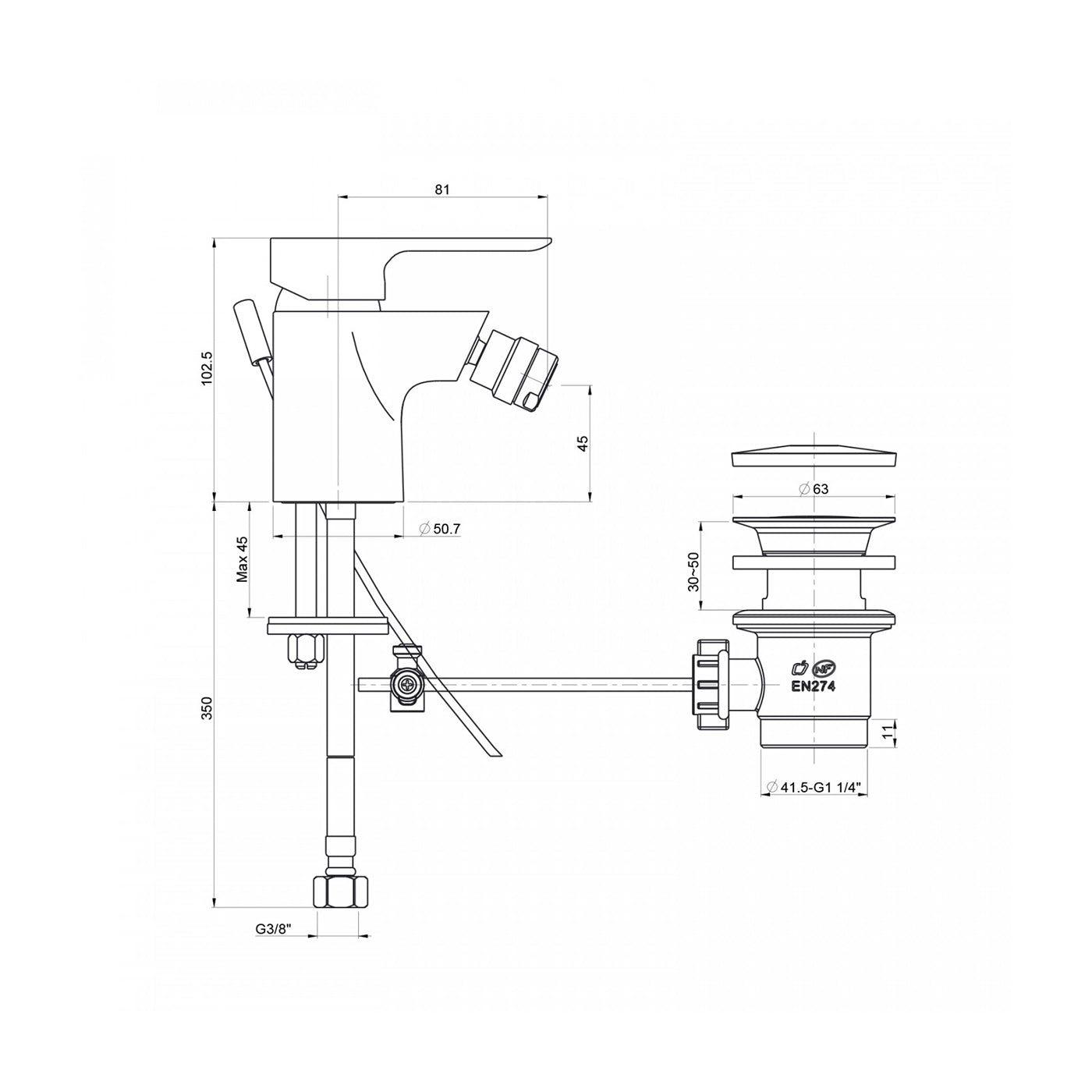 Miscelatore per bidet monocomando Paini linea Giada cromato