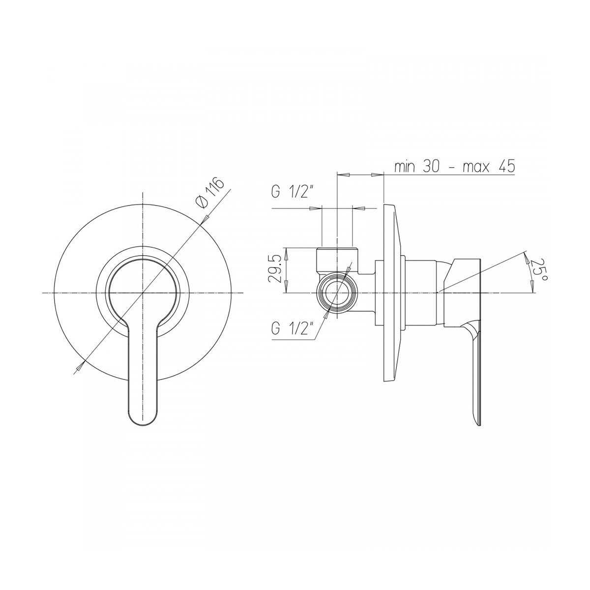 Miscelatore per doccia a incasso monocomando Paini linea Giada cromato