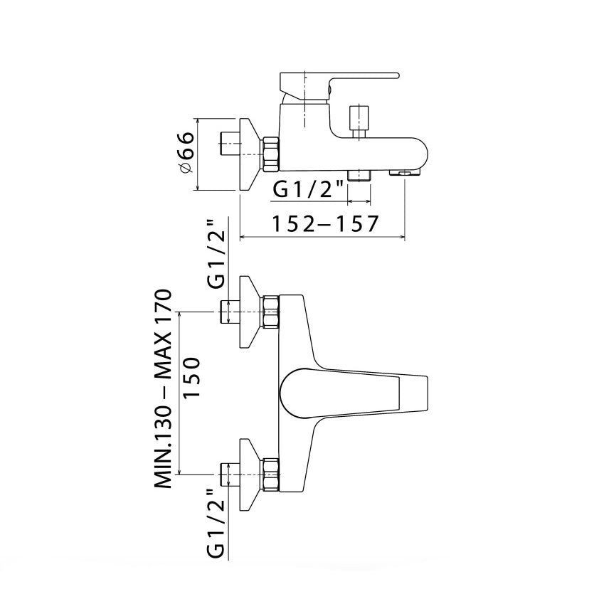Miscelatore esterno vasca e doccia serie Logos cromo