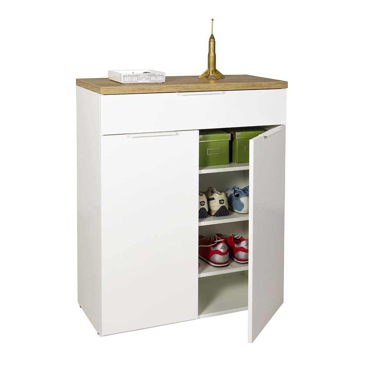 Mobile salvaspazio 2 ante e 1 cassetto bianco 82x102x35 cm