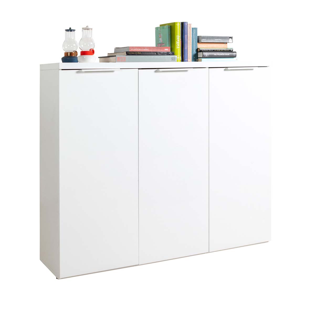 Mobile salvaspazio 3 ante bianco 120x102x35 cm