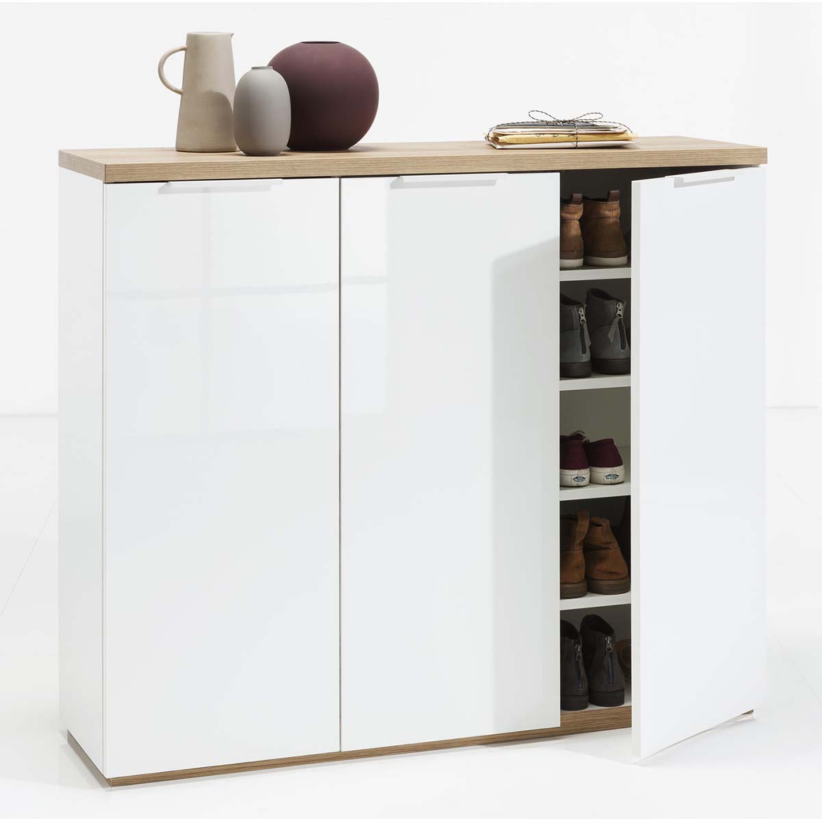 Mobile salvaspazio 3 ante bianco 120x102x35 cm