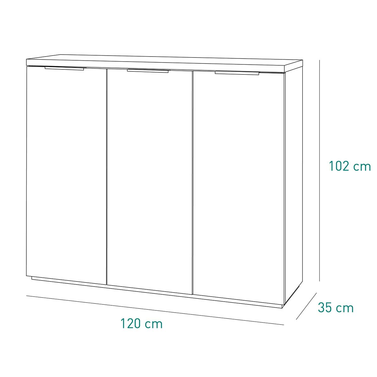 Mobile salvaspazio 3 ante bianco 120x102x35 cm
