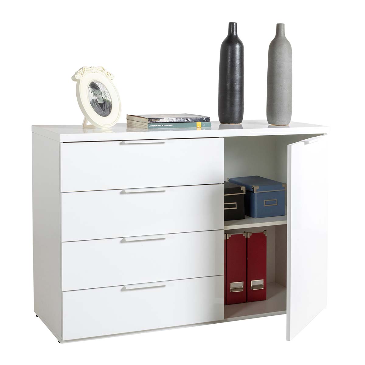 Mobile salvaspazio 4 cassetti 1 anta bianco 120x82x44 cm