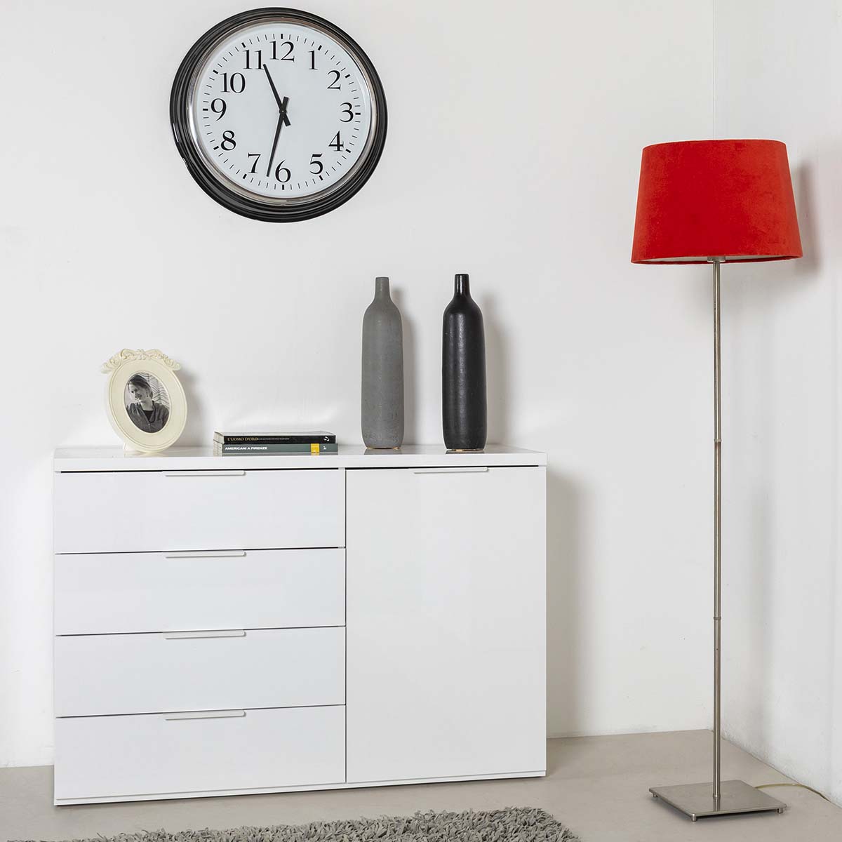 Mobile salvaspazio 4 cassetti 1 anta bianco 120x82x44 cm