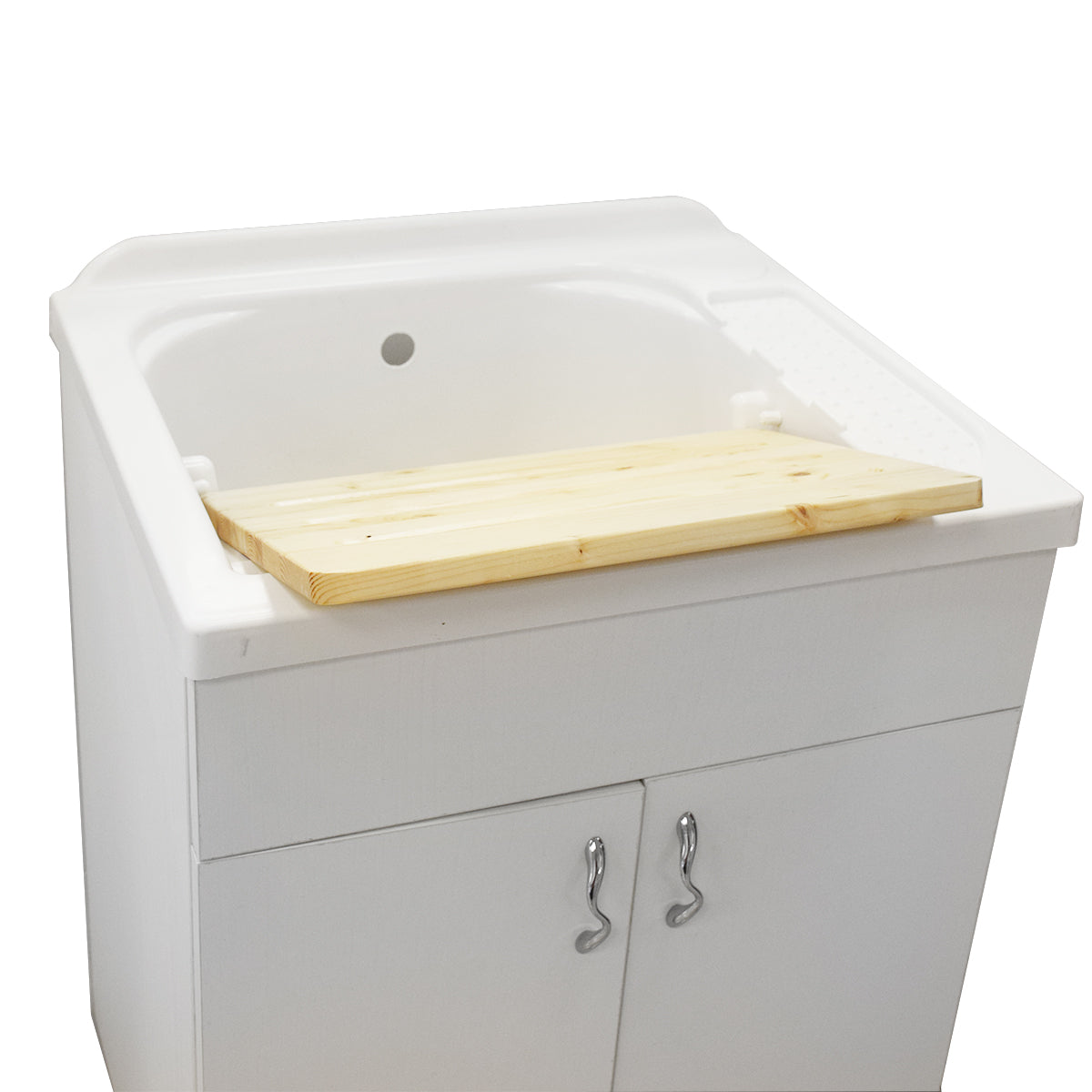 Mobile lavatoio in legno nobilitato 2 ante 60x50 cm con vasca in resina bianco