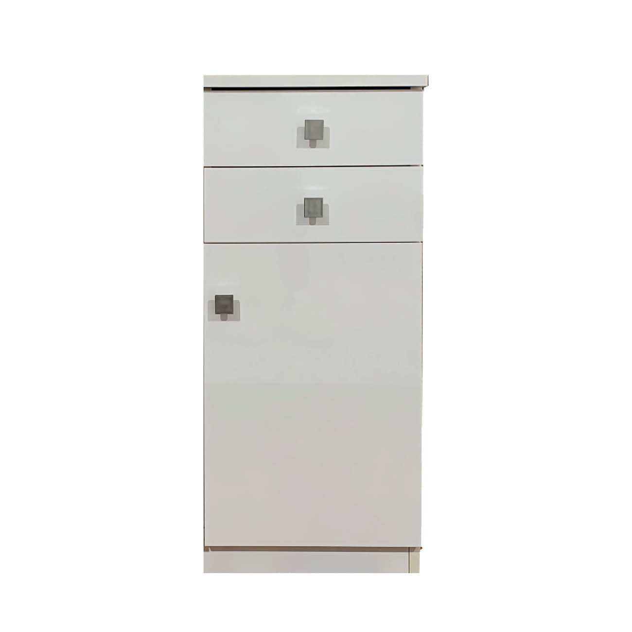 Mobile multiuso 1 anta e 2 cassetti 36x34x80 cm bianco lucido