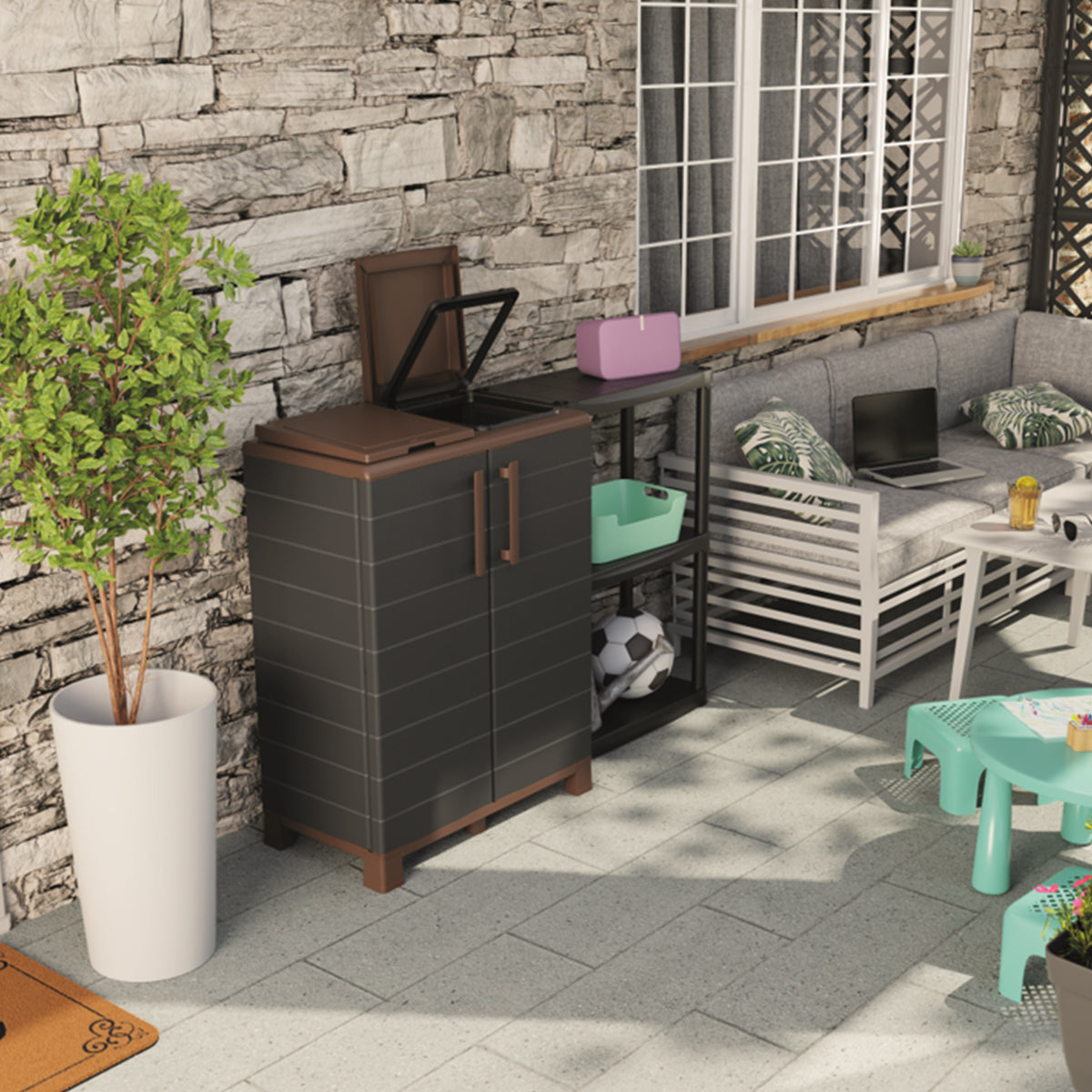 Mobiletto per differenziata 2 posti 68x37x90 cm Portofino Artplast