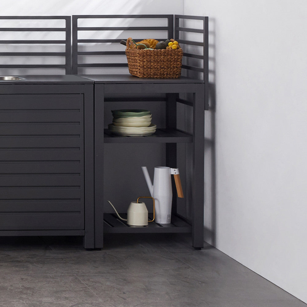 Modulo angolare per cucina da esterno con top in pietra