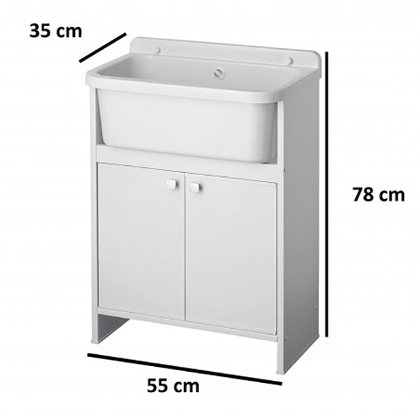 Lavatoio salvaspazio 55 x 78 x 35 cm in resina pvc bianco