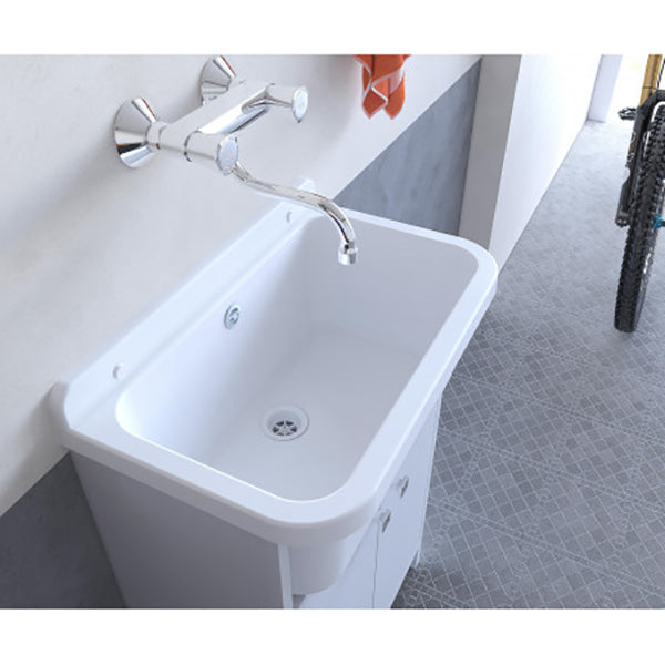 Lavatoio salvaspazio 55 x 78 x 35 cm in resina pvc bianco