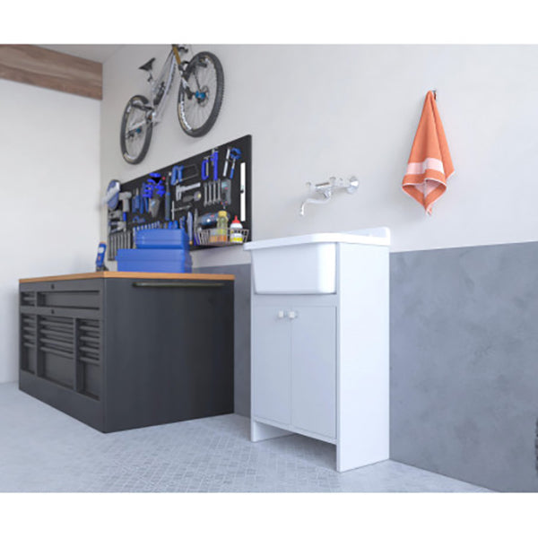 Lavatoio salvaspazio 55 x 78 x 35 cm in resina pvc bianco