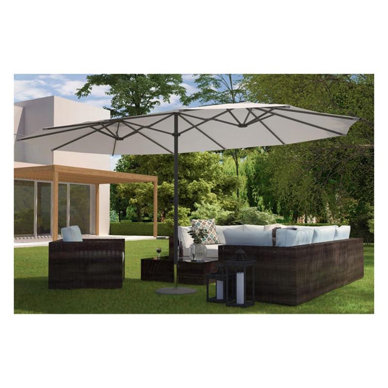 Ombrellone da giardino 2,7x4,5 mt in metallo ecrù e antracite