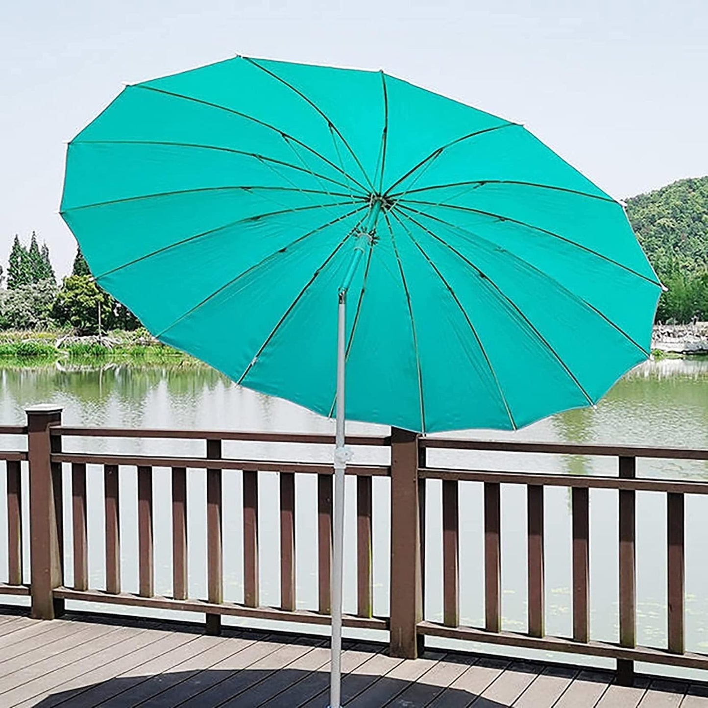 Ombrellone da spiaggia e giardino antivento in alluminio verde Shangai