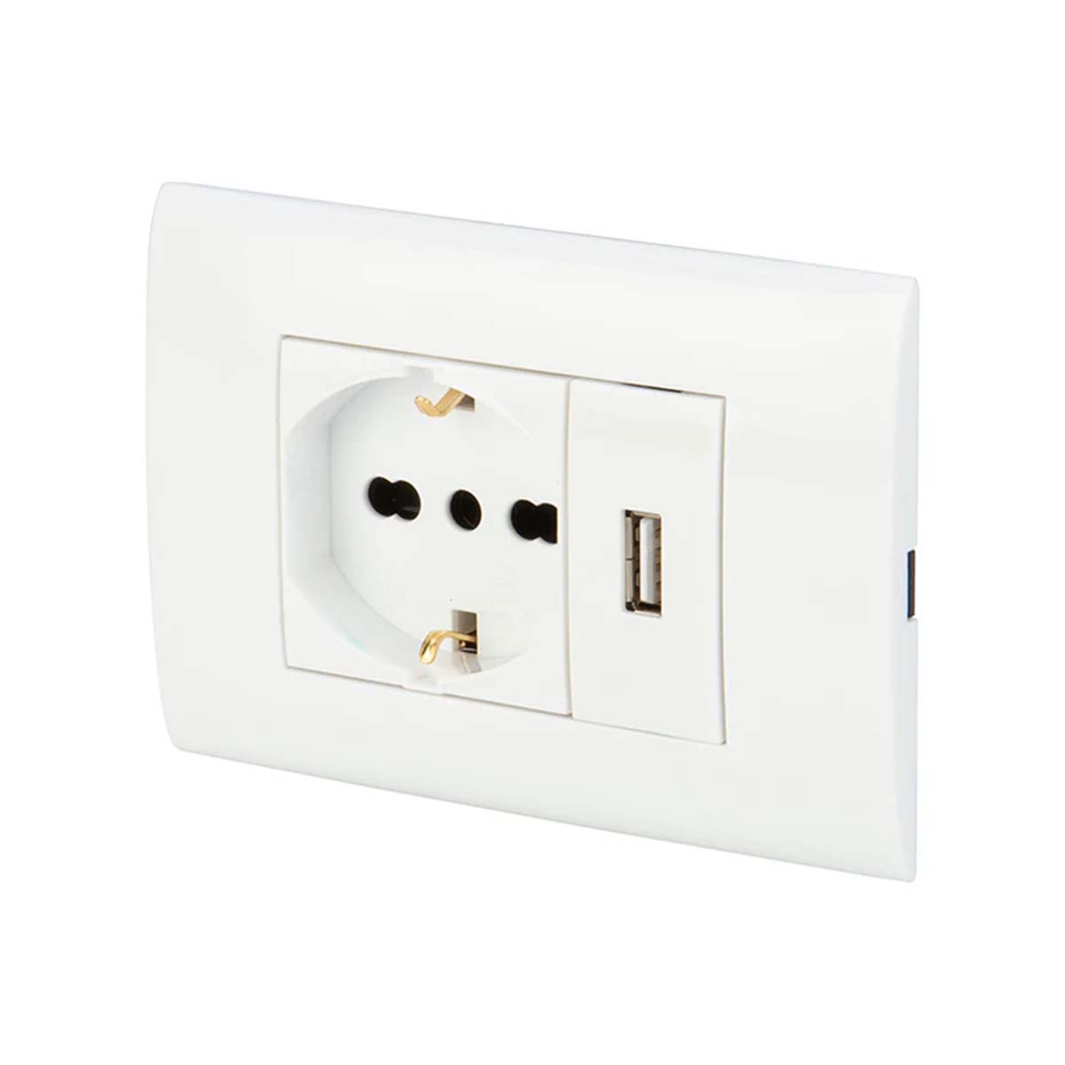 Placca Elettrica con Presa 10/16A e Porta USB 2.1A 5V