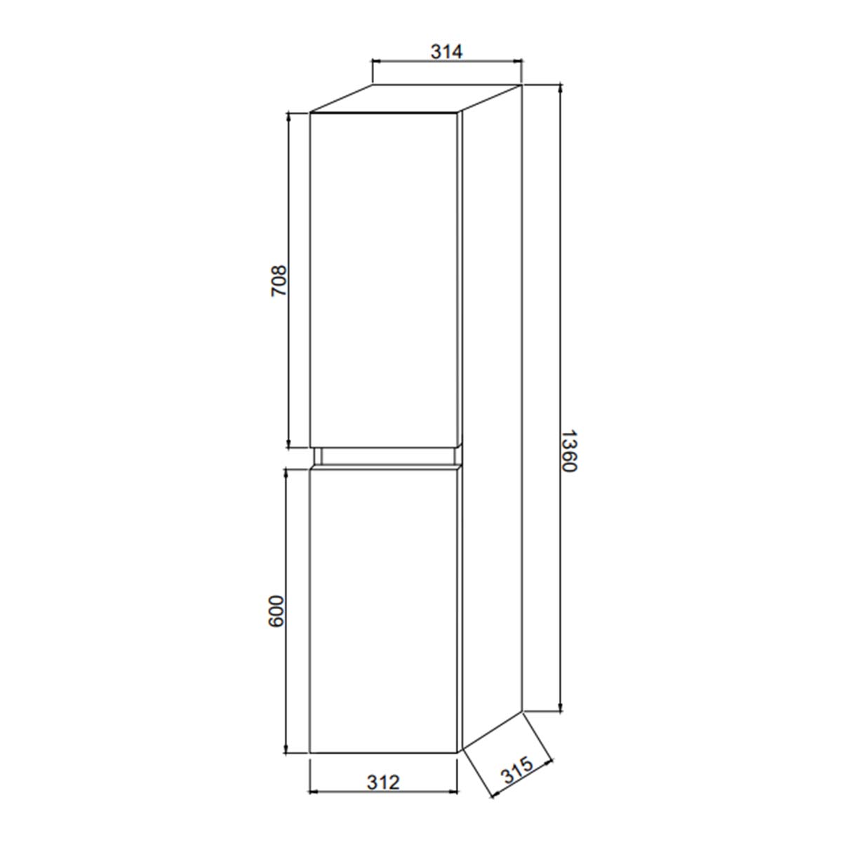 Colonna bagno sospesa bianca 2 ante