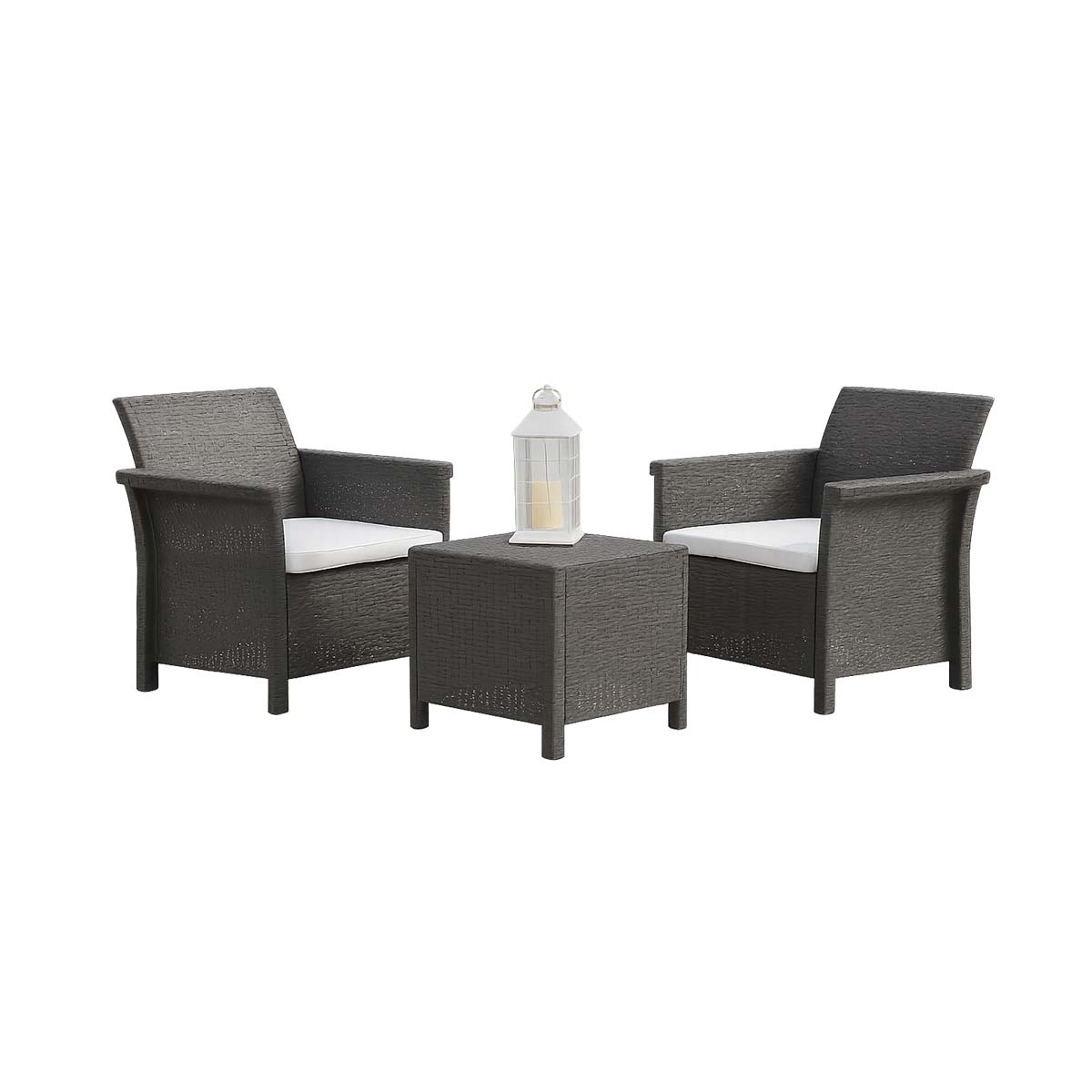 Salotto da giardino in resina effetto rattan 2 posti con tavolino ‘Dolcefarniente’ set 3 pz