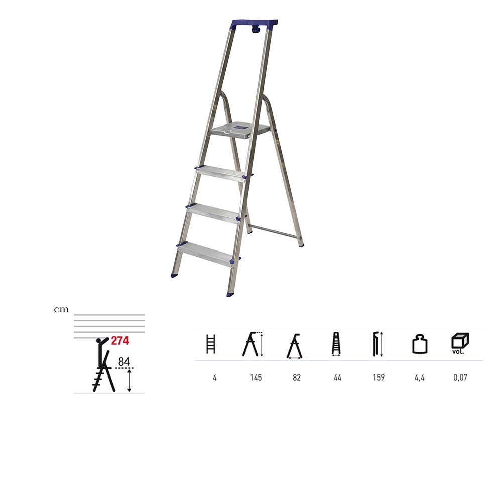 Scala domestica in alluminio 4 gradini h 145 cm Facal DL-4