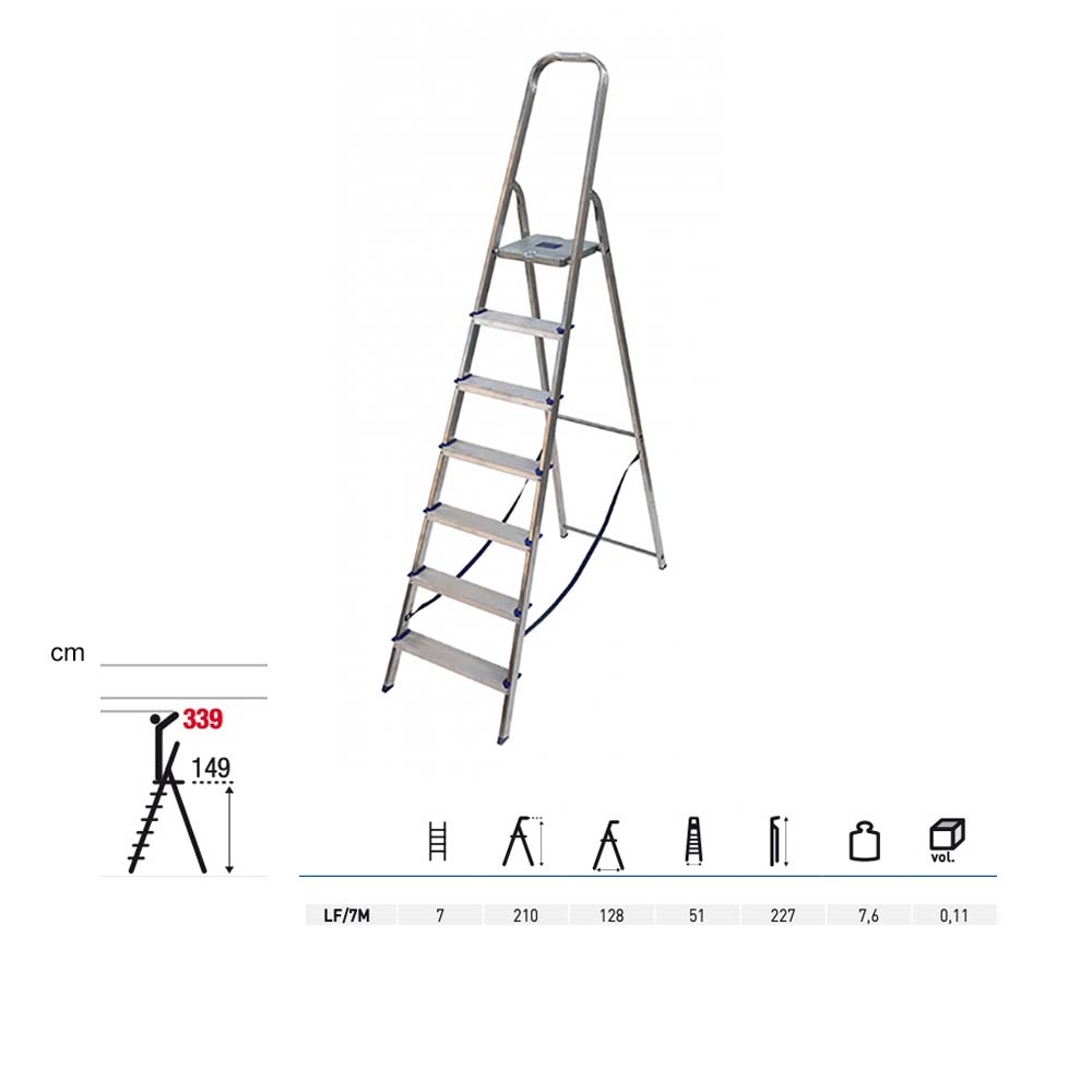 Scala in alluminio 7 gradini h 210 cm Facal Alfa maxi