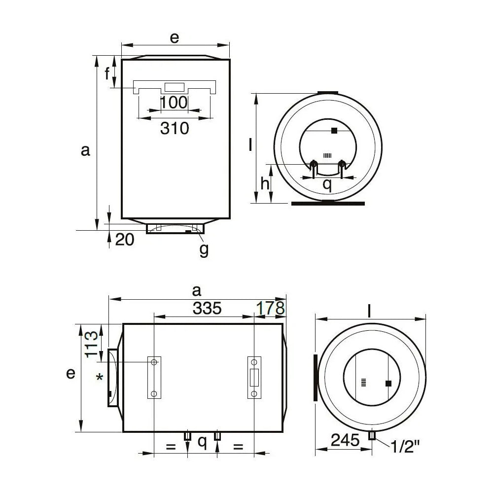 Scaldacqua Ecofix 80 V EU classe C 75 lt 1200 W