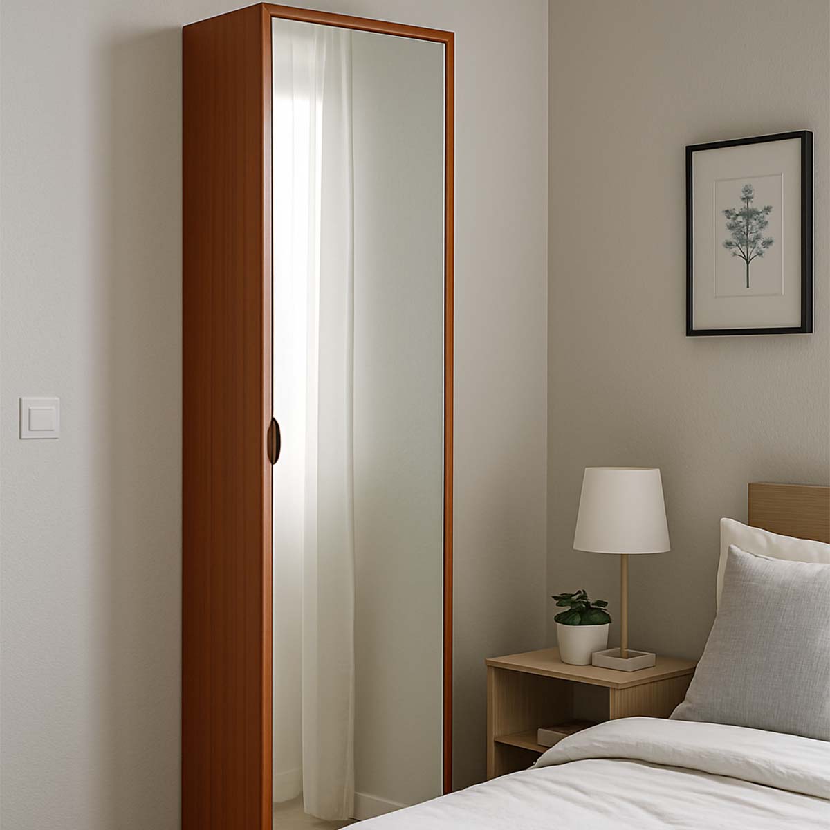 Scarpiera salvaspazio con specchio 50,5 x 19,5 x 178 cm