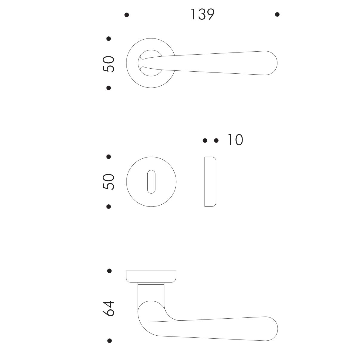 Maniglia per porta battente rosetta e bocchetta tonde Atelier CLOE