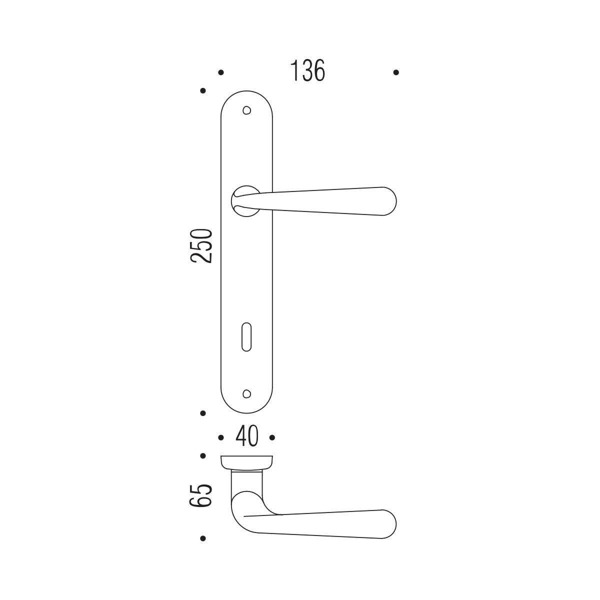 Maniglia per porta battente cromo con placca interasse 70mm Colombo Robodue