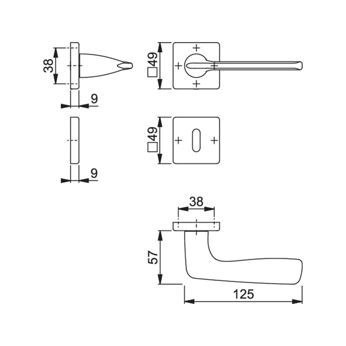 Maniglia Hoppe Houston rosetta e bocchetta quadre 49x49 mm