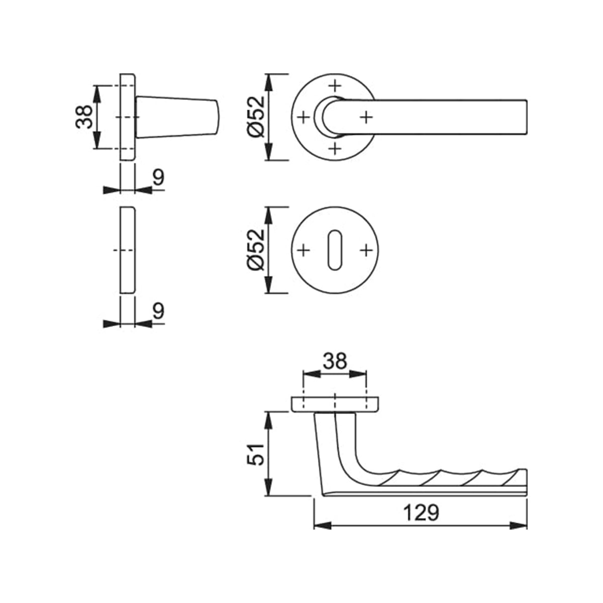 Maniglia Hoppe Hamburg rosetta e bocchetta tonde d. 52 mm