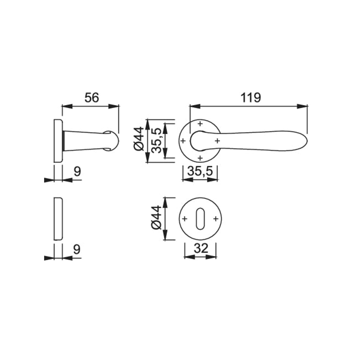 Maniglia Hoppe Santiago rosetta e bocchetta tonde diametro 44 mm