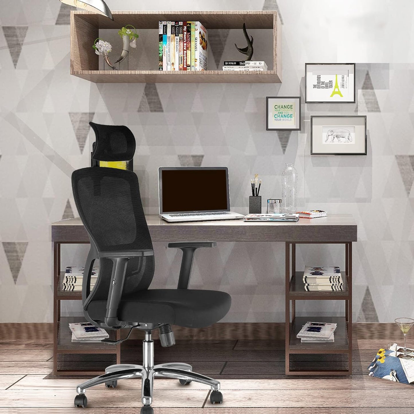 Sedia da ufficio ergonomica regolabile con braccioli e poggiatesta