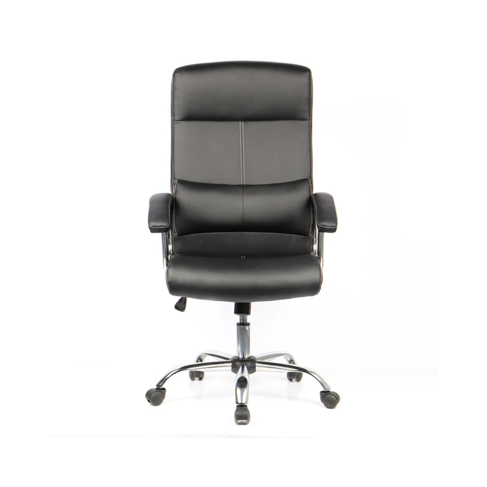 Sedia da ufficio ergonomica regolabile con braccioli in ecopelle nera