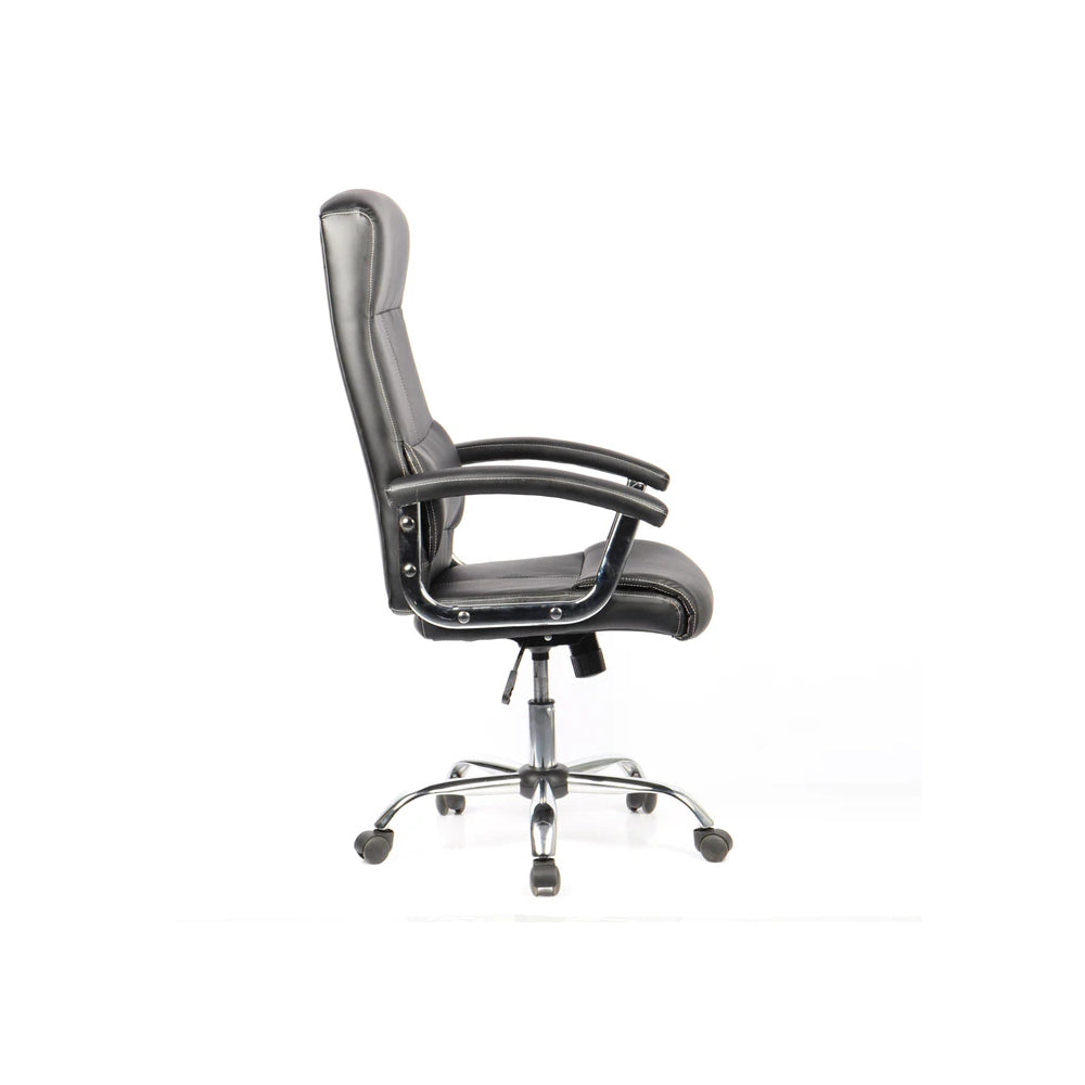 Sedia da ufficio ergonomica regolabile con braccioli in ecopelle nera
