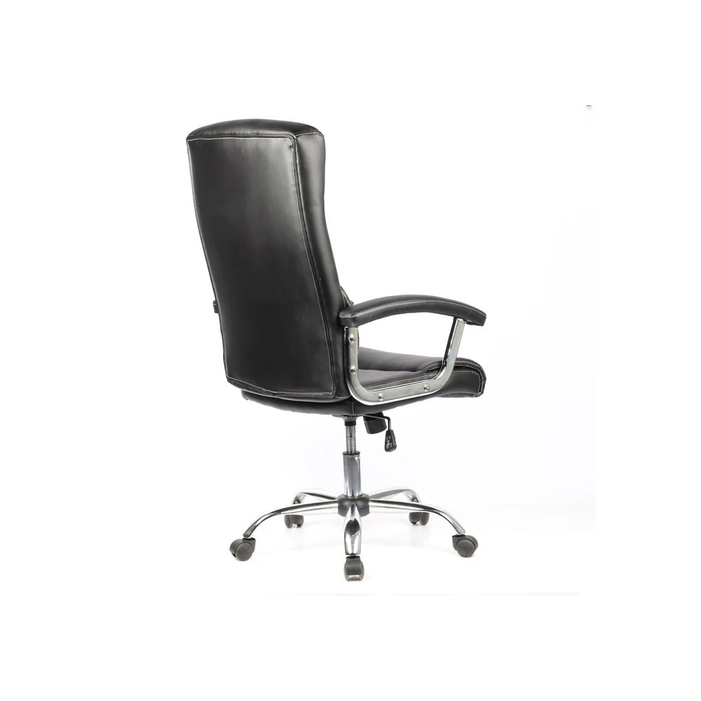 Sedia da ufficio ergonomica regolabile con braccioli in ecopelle nera
