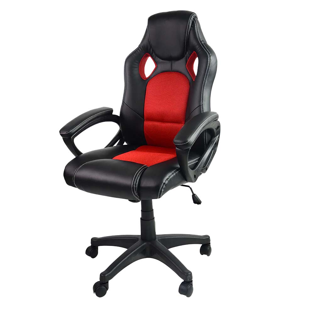 Sedia gaming ergonomica altezza regolabile con braccioli nera e rossa